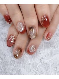ボルドー＆べっ甲ネイル