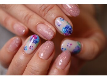 ノンブリック 並木店(Nomblic)/カラフル紫陽花ネイル