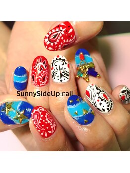 サニーサイドアップ ネイル(Sunny SideUp nail)/Retro bandana nail art