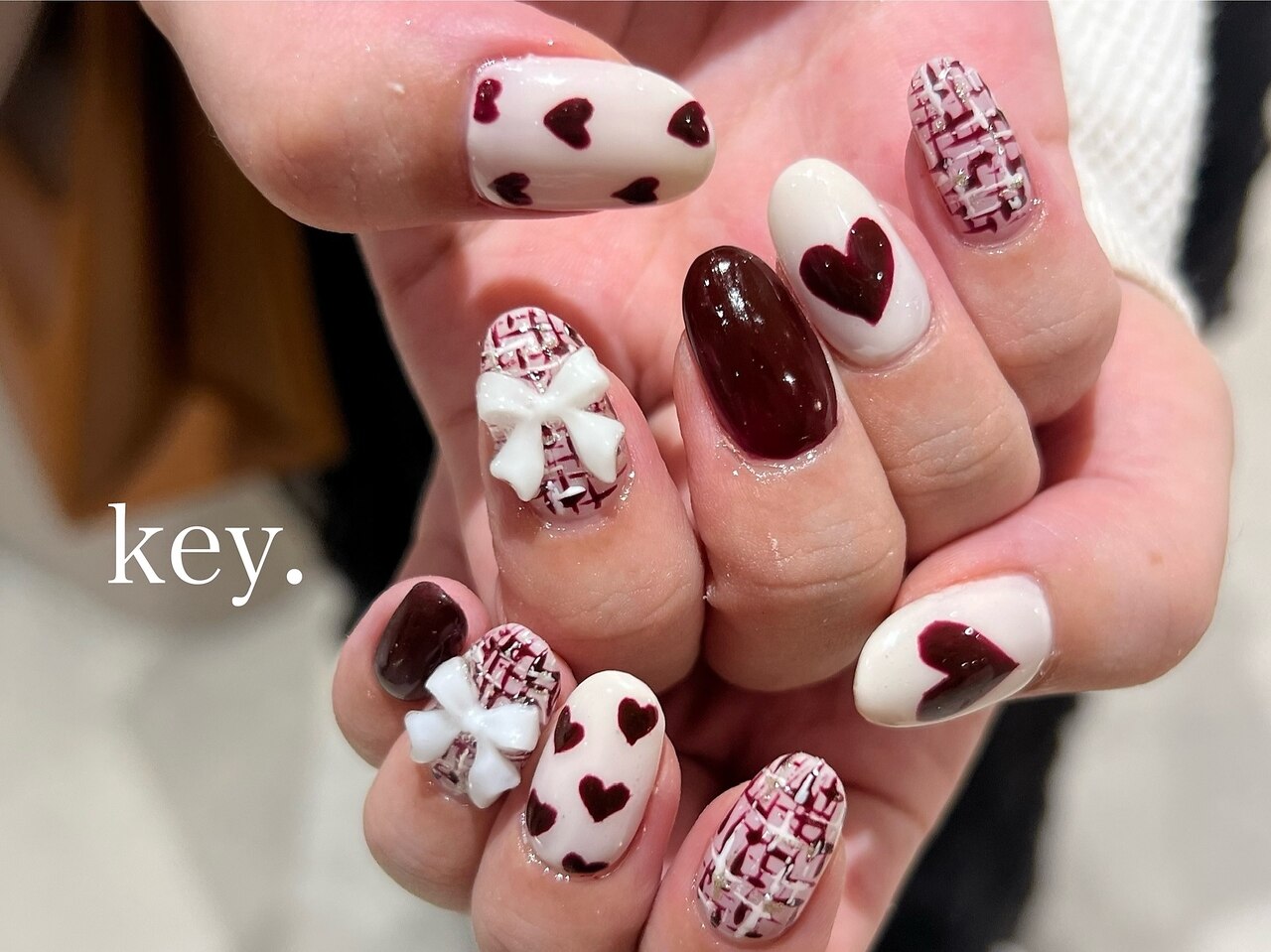 11))フレンチガーリー ネイルチップ ハートネイル ボルドー クリスマスネイル 36))フレンチガーリー ネイルチップ ボルドー ハートネイル 韓国