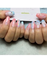 押し花×縦グラデーションネイル