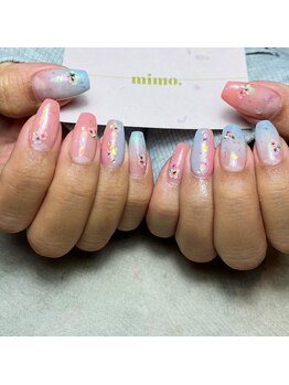 押し花×縦グラデーションネイル