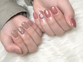 アシメ くすみbeige×くすみpink