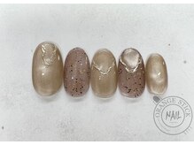 オレンジスティック/マグネットミラーネイル