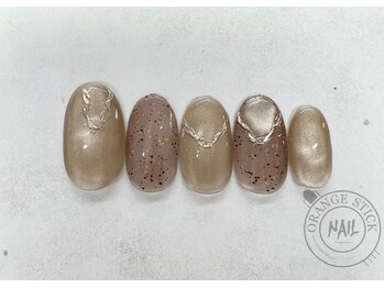 オレンジスティック/マグネットミラーネイル