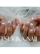ツキカドットネイル(TSUKIKA.NAIL)/フレンチ×ローズ×パール
