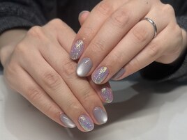 うるうる透明感水色ネイル