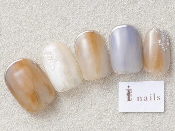 アイネイルズ 三宮店(I nails)/くすみカラーマーブル￥7500