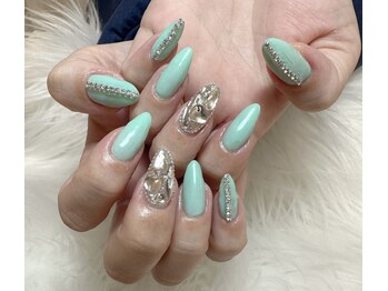 アスネイル(As Nail)/パステルグリーン×キラキラ☆