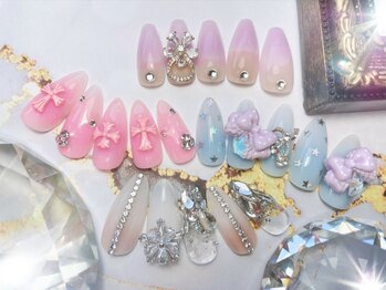 エスフィーネイルサロン ブリーユ(Esfy nailsalon Brille)の写真/仕事OKな長さもお任せ下さい★最終受付19:30★【長さ出し定額 ¥10400/スカルプ ¥12400】キレイ系～個性派◎