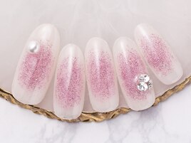 ピンクチークフラッシュネイル