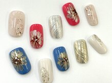 ネイルサロン クイール 小山店(NAIL SALON QUILL)/ワンカラー×ミラーフラワー