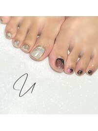 変形フレンチ×マグネットネイル