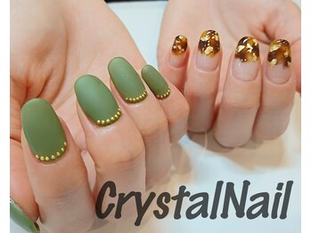 クリスタルネイル イオンモール広島府中店(CRYSTAL NAIL)/カーキ×ベッコウ