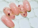春 押し花 フレンチネイル　