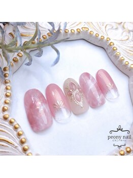 ピオニーネイル(peony nail)/プラムカラーの大理石