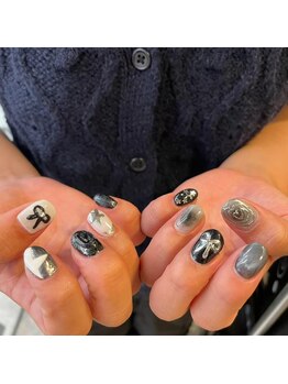 プラチナムドール 京都駅前店(PLATINUMDOLL)/大人可愛いリボンネイルデザイン