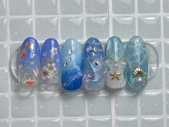 ジョアネイル(JOA Nail)/夏/海/イルカ/水面ネイル/マグ