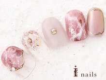 アイネイルズ 横浜WEST店(I-nails)/キラキラピンク大理石　10480円