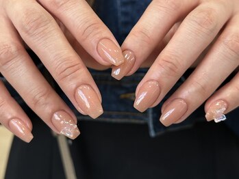 ネイルメゾン 天神店(NAIL MAISON)の写真/【￥5000オフィスコース】ちゅるんカラーのシンプルデザイン♪[天神/ワンホン/パラジェル/ミラー]