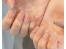 チークネイル×宝石ネイル