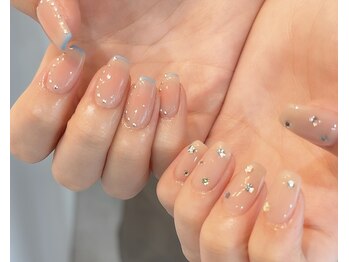 キャッツアイトーキョー 西荻窪店/チークネイル×宝石ネイル