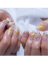 黄色押し花ネイル