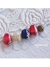 たゆ ネイル(たゆnail)/季節先取り王道赤チェックネイル