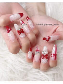 モナールアンド(MONNAL&)/レース柄リボンネイル