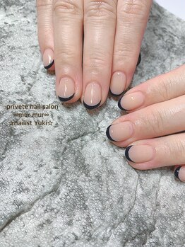 プライベート ネイルサロン マーマ(murmur)/黒フレンチネイル