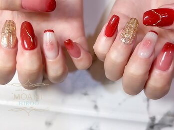 モアニ ヒロオ 渋谷店(MOANI Hiroo)/赤で華やかアートネイル☆