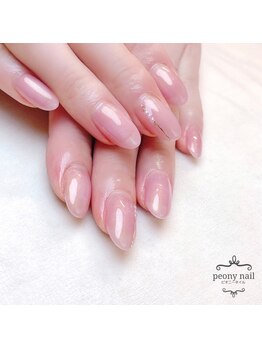 ピオニーネイル(peony nail)/パール入り上品シンプルデザイン