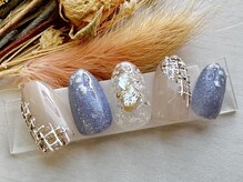 ネイルサロンアンドスクール ラフィーネ 池袋店/ニュアンス×ツイード◆¥7990