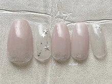 エムドットネイル 池袋(m.nail)/ピンクグレージュ×星ネイル
