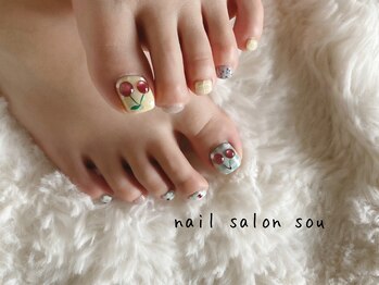ソウ 難波店 nail salon Souの写真/［フットネイルで足元からお洒落に☆］シンプル～個性派、最新トレンドデザインまで対応◎