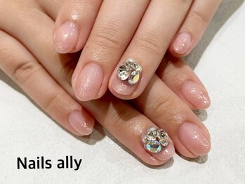 ネイルズアリー 立川店(Nails ally)/Vカットストーン×グラデ×春