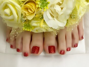 プルミエ ネイル(Premier Nail)/ラメレッド☆フット