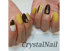 クリスタルネイル イオンモール広島府中店(CRYSTAL NAIL)/マスタード×ブロック