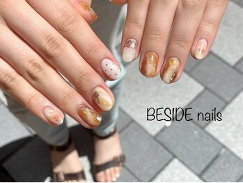 ビサイドネイルアート(BESIDE NAIL Art)/オレンジニュアンスネイル