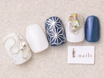アイネイルズ 三宮店(I nails)/うねうねワイヤー和柄