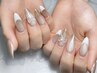 【付き替ネイルオフ無料】スカルプチップ長さだし　ガーリーワンカラーネイル
