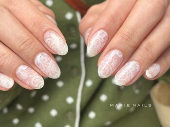 マリーネイルズ 表参道店(MARIE NAILS)/¥7900 春のレースネイル 0414a