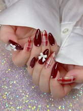 ドットハルネイル(.HALnail)/チェック＆リボンパーツネイル