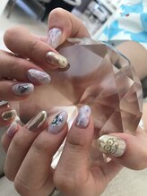 アイコニック ネイルアンドアイ 長久手店(ICONIQ nail&eye)/ニュアンスとミラーとケロッピ