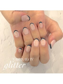 ネイルサロン グリッター(NAIL SALON glitter)/細フレンチネイル
