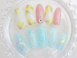 夏ネイル　アート　手描き