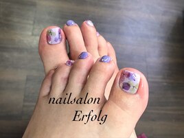 紫陽花フットネイル