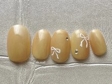 エムドットネイル 池袋(m.nail)/オレンジニュアンス×リボン