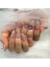 ザ バーム 船橋店(THE BALM)/ハートビジューネイル/春ネイル