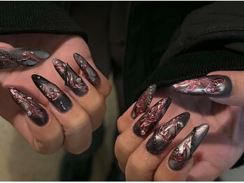 LUMINA NAILS/長さ出し アート ブラック